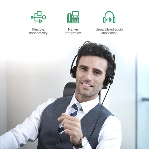 Yealink Phone Headsets for Office Phones YHS34 Lite QD to RJ9 Wired Headset Compatible with Poly Snom Grandstream Phones Desk Landline Headset with Microphone -Mono/72g/2.1m Cable