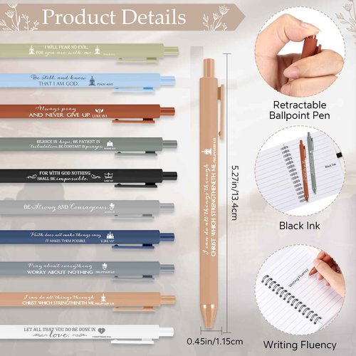 Kosiz 50 Sets Christian Gift Bulk Includes Bible Scripture Spiral Notebook with Sticky Notes Ballpoint Pen Religious Church Prayer Journals for Sunday School Pastor Women Clergy Gift (Morandi Color)