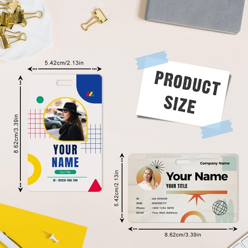 UBJVA Custom Badge Personalized Name Badges with Photo Logo Custom ID Card for Office Worker Doctor Nurse Student