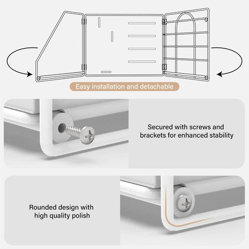 HUHOLE 5 Tier Desk Organizer with File Holder, White Mesh Paper Letter Tray Organizer with File Clip, USB Clip, Wire Desk Accessories & Workspace Organizers for Office Supplies or School Supplies
