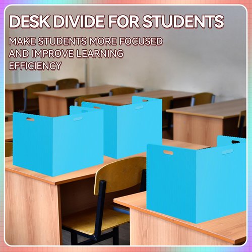 24 Pcs Desk Dividers for Students Plastic Durable and Waterproof Privacy Folders Shields Test Dividers with Classroom Privacy Boards for School Study Teacher Supplies (Blue)