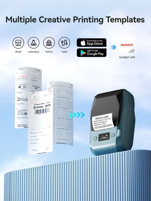 NIIMBOT M2 Label Maker with Tape 2Inch Thermal Transfer Support Color Ribbon Printing Bluetooth Sticker Printer for Office Small Business School Home Cable Storage, Compatible with Phones & PC