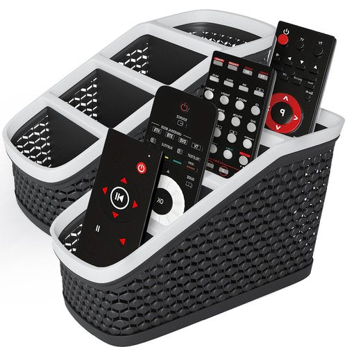 Remote Control Holder (Set of 2) Remote Caddy, TV Remote Control Organizer, 4 Compartment Remote Keeper Storage, Remote Organizer for Table, Desktop