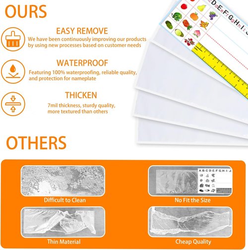Skiennix 40 PCS Nameplate Pocket - 12.3" x 3.7" Adhesive Desk Name Tags | Durable 7mil Thickness