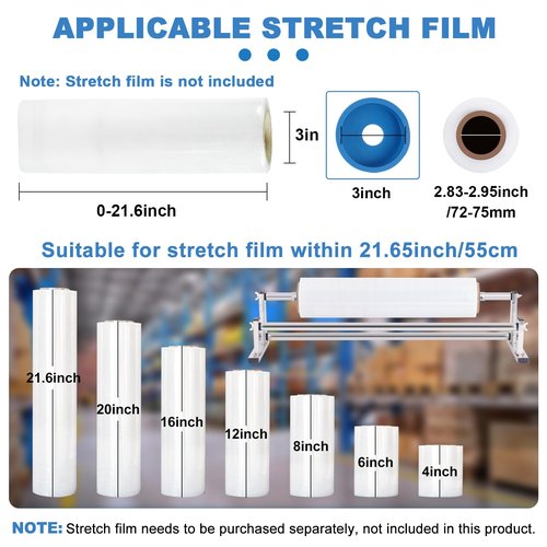 Consfly Manual Stretch Film Dispenser Wrapping Machine, 21.6 Inch Stainless Steel Table Stretch Film Packing Machine w/ 4pcs Film Slide Cutter