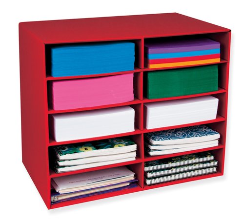 Classroom Keepers Organizer, 10-Shelf, Red, 17" H x 21" W x 12-7/8"D, 1 Unit