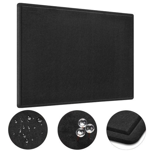 Large Bulletin Board - 72 x 48 Inches, Foldable Decorative Felt Board for Wall Photo Display Board with Self-Adhesive Tape, Includes 36 Push Pins - Black