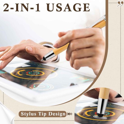 Jetec 100 Pcs Inspirational Bible Verse Bamboo Pen Wooden Retractable Ballpoint Pen with Stylus for Women Men Teacher Coworker School Office Supplies Journal Writing Gifts(Religious)