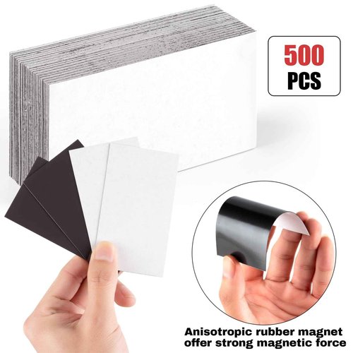 Business Card Magnets with Adhesive Backings 3.5X2" Pack of 500PCS.Self Adhesive Anisotropic Magnetic Tape,Peel and Stick Magnetic Name Cards,Bulk Package and Wellcost