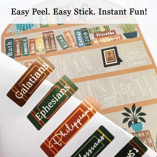 Bible Study Tracker Stickers - Books of The Bible Reading Tracker | 5.9 x 7.8 Inch (Brown)