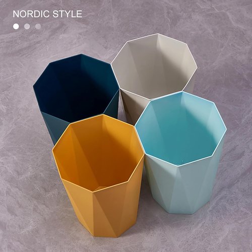 Regine Switzerland Bathroom Trash Can - 1.8 Gallon Small Waste Basket for Bedroom & Office | 2 Pack Blue & Black