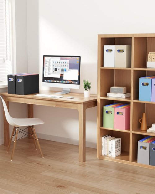 Oterri File Organizer Box - Portable Collapsible Cardboard Folder for Letter Size Files | 6-Pack, Pink
