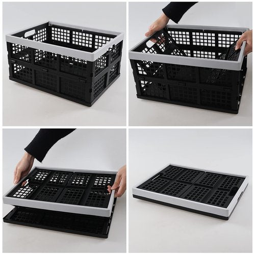 Qskely 2-Pack 34 L Plastic Collapsible Storage Crate, Stacking Folding Crates