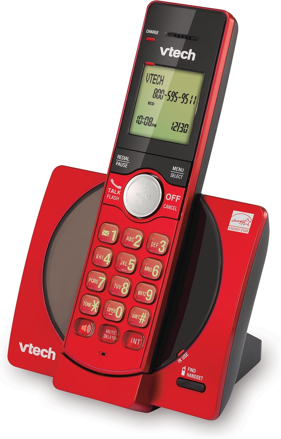 VTech CS6919-16 Cordless Phone - DECT 6.0, Red, Caller ID, Backlit Keypad & Full Duplex Speakerphone