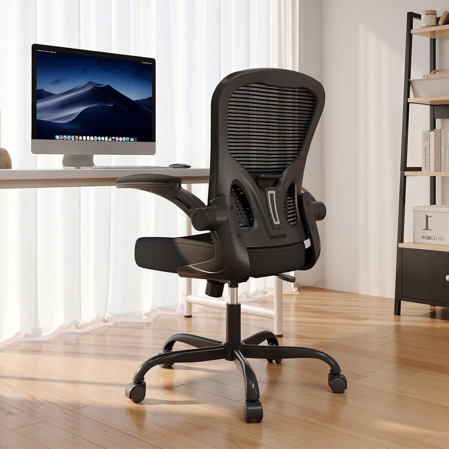 Skiennix Ergonomic Office Chair - High Back Mesh Design | 330LBS Capacity, Adjustable Lumbar Support, Flip-Up Armrests