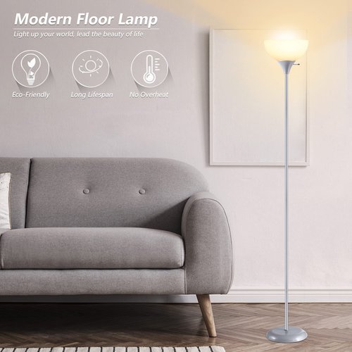 RISLG Floor Lamp, Standing Lamp, Modern Floor Lamps with Drop-Resistant White Lampshade, E26 Socket, Industrial Floor Lamp for Living Room Bedroom Study Office