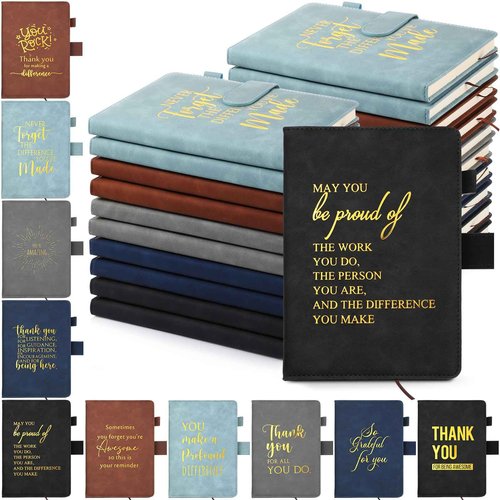 Fulmoon 10 Pcs Christmas Employee Appreciation Gifts Bulk Inspirational Thank You Notebook A5 Leather Notebooks for Coworker Team Staff Volunteer Assistant Social Worker Office Supplies(Classic)