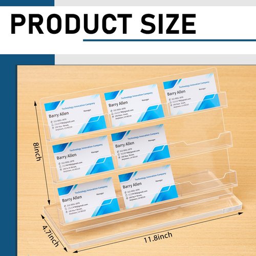Dunzoom Business Card Holder for Desk 9 Slots Freestanding Acrylic Business Card Holder Display Stand Multiple Organizer for Office Meeting Exhibition Home