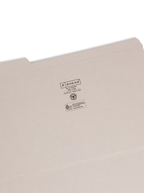 Smead File Folder, Reinforced 1/3-Cut Tab, Legal Size, Gray, 100 per Box (17334)