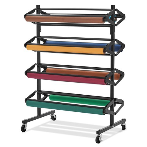 Adir Paper Roll Holder – Craft & Butcher Paper Rack Dispenser Stand and Cutter – Holds up to Eight 36-inch Paper Rolls – Durable and Sturdy Great for Classrooms & Art Paper (Paper Rolls Not Included)