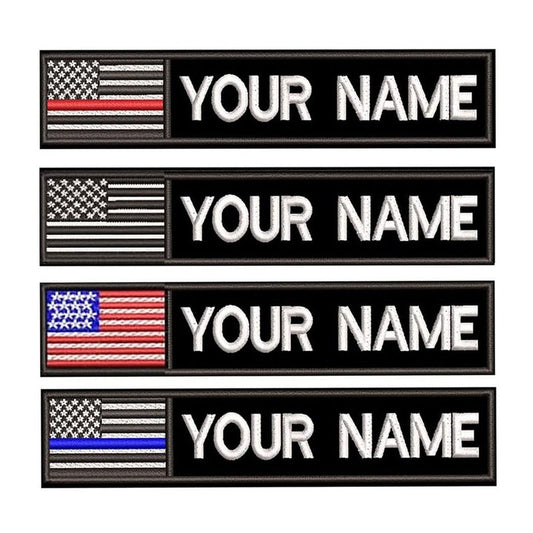 2PCS Customizable Name Patches, Personalized Tactical Morale Embroidered Name Tags with American Flag Patch, Military Name Patches for Vest, Backpacks, Jackets