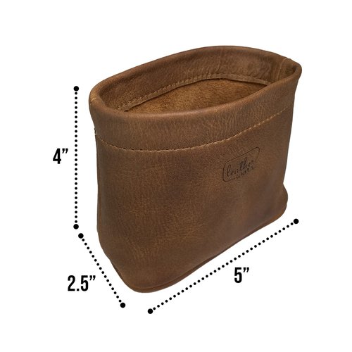 Leather Worx, Desk Organizer Bag Handmade from Full Grain Leather, Pen Holder, School & Office Supplies - Bourbon Brown