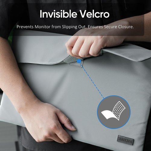 ARZOPA 17.3" Portable Monitor Sleeve Bag, PU Leather Laptop Case for Travel, Grey