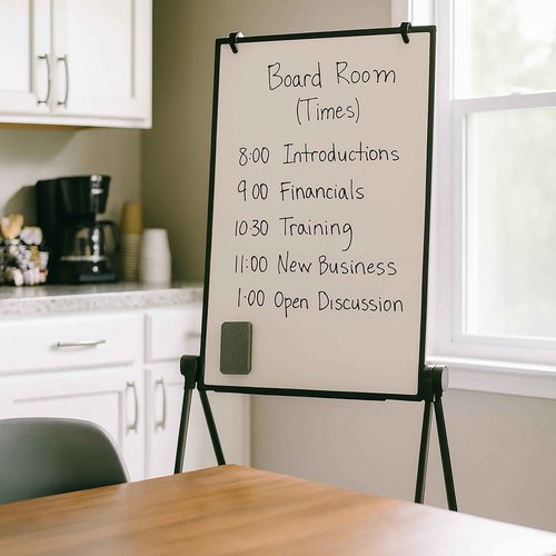 Flipside Products 24" x 36" Double-Sided Magnetic Dry Erase Swivel Adjustable Easel, Liftable, Whiteboard, Marquee, Store Sign, Sale Display, Flipchart Hooks, Marker Tray, Black Frame