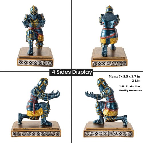 MACLARONX Kneeling Knight Pen Holder with Sword Medieval Warrior Fancy Pencil Stand for Office Desk Home Decor for Men Father Husband Armor Soldier Statue