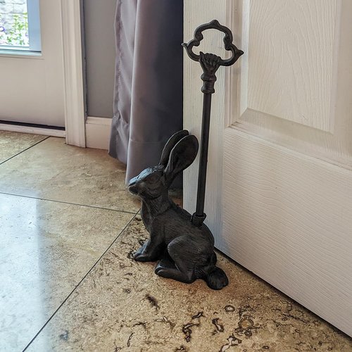 Treasure Gurus Heavy Cast Iron Rabbit Doorstop Carry Handle Door Stop Bunny Stopper Home Decor