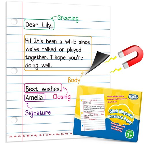 Aizweb Giant Magnetic Notebook Paper,Dry Erase Handwriting Lined for Classroom Whiteboard Accessories, Chart Paper Teacher Must Have Homeschool Teaching Supplies,Teacher Essential,17" x 21.5"