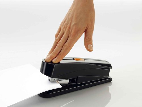 Novus B8fc Flat Clinch Stapler, 70% Less Effort, 50 Sheet Capacity, Dual Staple Guide, German Engineered, Staple|Pin|Tack, Black (020-1673)