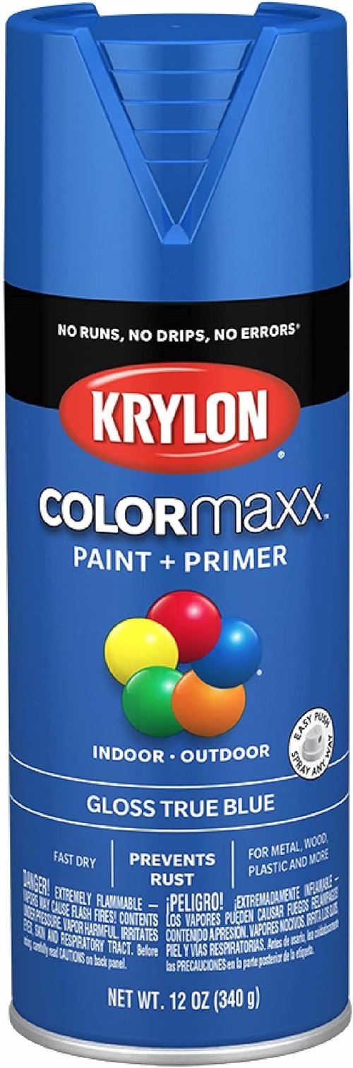Krylon COLORmaxx Spray Paint - Gloss True Blue, 12 Ounce | Indoor/Outdoor Primer