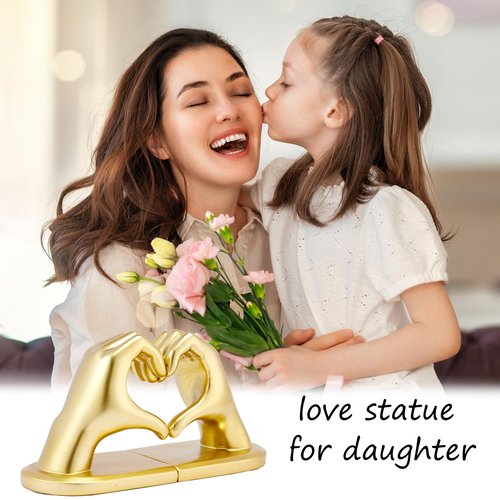 Xmeden Book Ends Heart Design for Mom, Gold Bookends for Shelves, Non-Skid Bookend, Heavy Duty Resin Book Stopper for Books, Decorative Holder, Gifts for Mother's Day 10.43 x 3.93 x 5.51’’, Gold