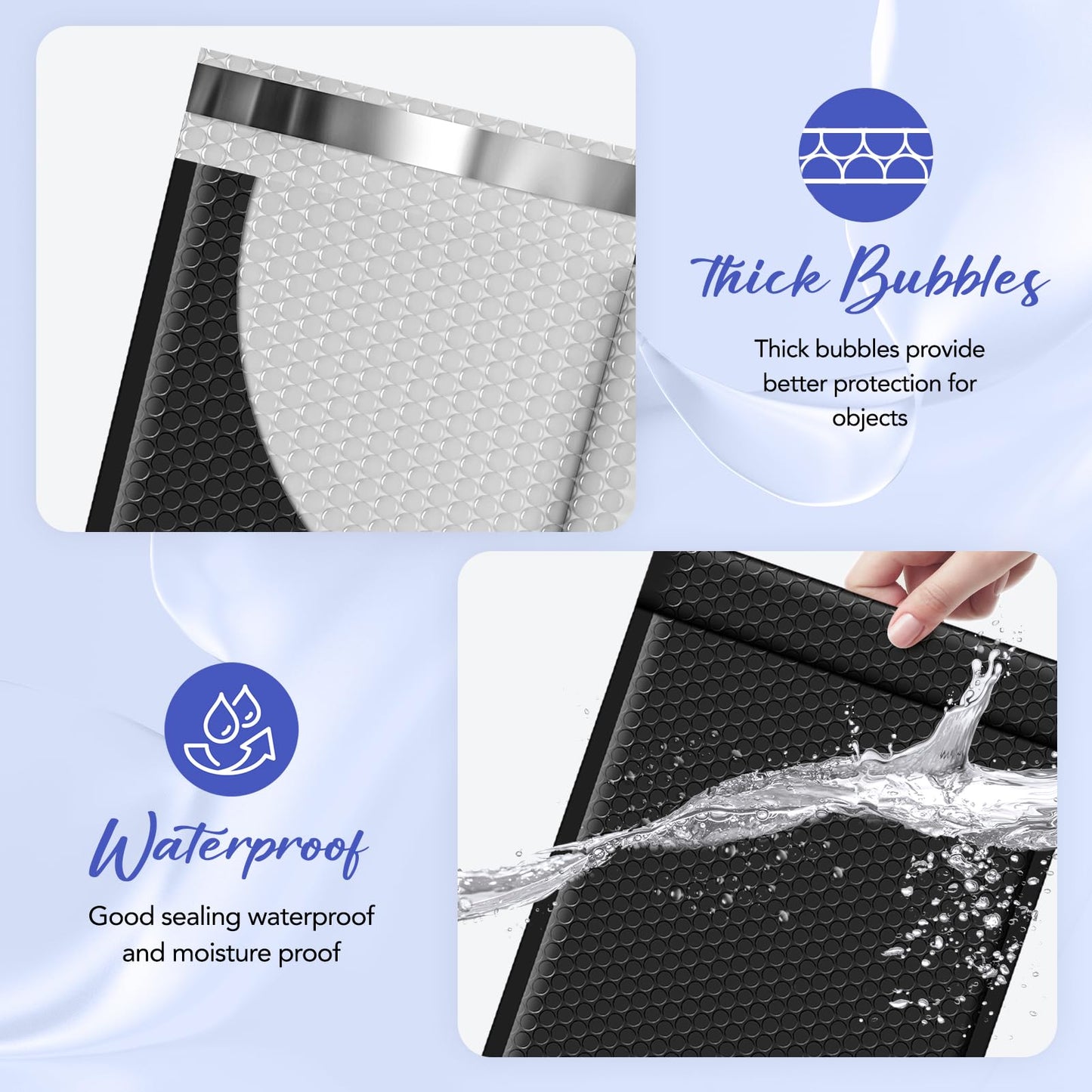 Fuxury Bubble Mailers 9.5x14.5" 25 Pack Black Large Padded Envelopes Usable Size 9.5x13.5" Self Seal Bubble Envelopes Padded Mailers Shipping Bags for Mailing book Shirt Small Business #4