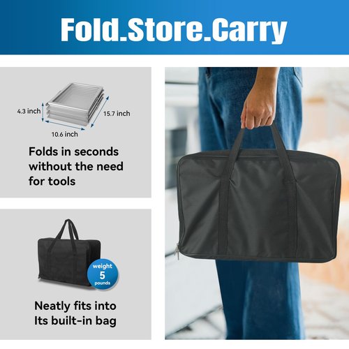 AIKUPNEY Foldable Magazine Rack, 6-Pocket Aluminum Brochure Stand, Compatible with A4 & Letter Literature Rack with Carrying Bag for Office, Trade Shows, Exhibitions