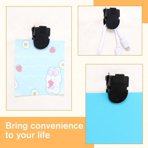 COMNICO 70Pcs Cubicle Clips, Fabric Partition Panel Wall Clip Messages Hooks Office Desk Accessories Holds Notes Memos Messages Photos (Black)