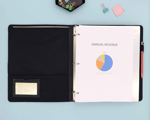 Blue Sky ProView Legacy Black 3 Ring Binder, Letter Size, 1", Textured Faux Leather Cover, Built-in Pockets, Holds 175 Sheets, 6-Pack (10504-C)