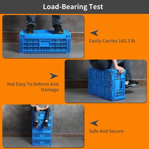 Collapsible Storage Bin Containe，52 Liter Transferheavy duty plastic storage box,blue milk crates heavy duty Transit storage of various items (2)
