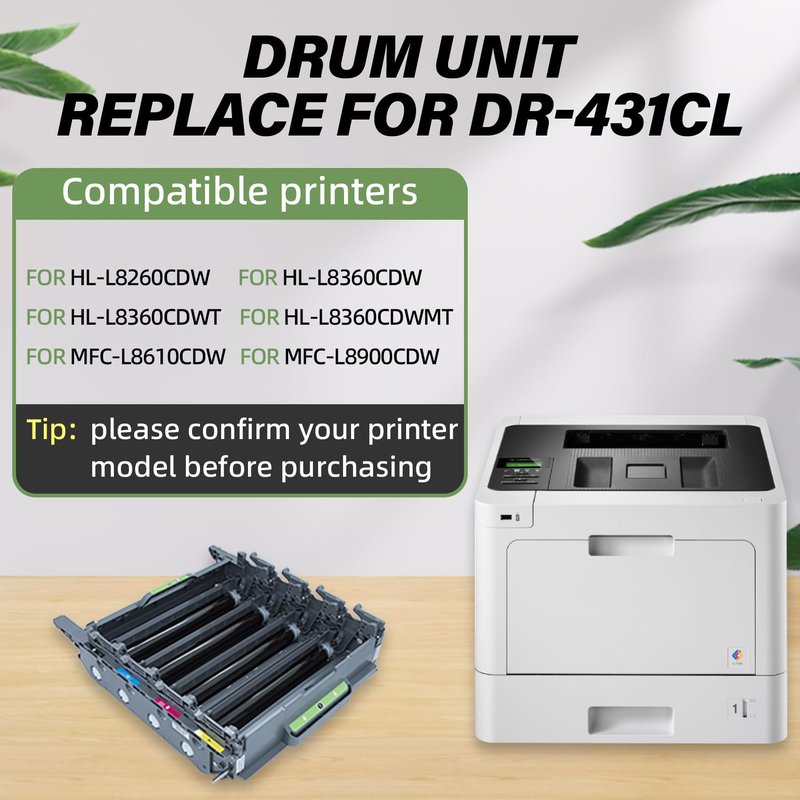 Drum Unit Replacement for DR431CL, Compatible with Brother Printer HL-L8260CDW HL-L8360CDW HL-L8360CDWT HL-L8360CDWMT MFC-L8610CDW MFC-L8900CDW, 30000 Page Yield, Replace# DR-431CL (3 Years Warranty)