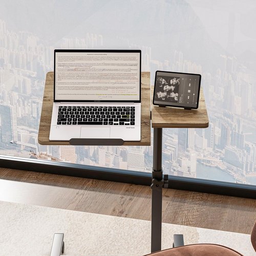 IRUFGLL Adjustable Overbed Tables Laptop Stand for Couch Laptop Bed Table with Wheels Couch Tray Table Hospital Bed Table Office Carts & Stands-Coffee