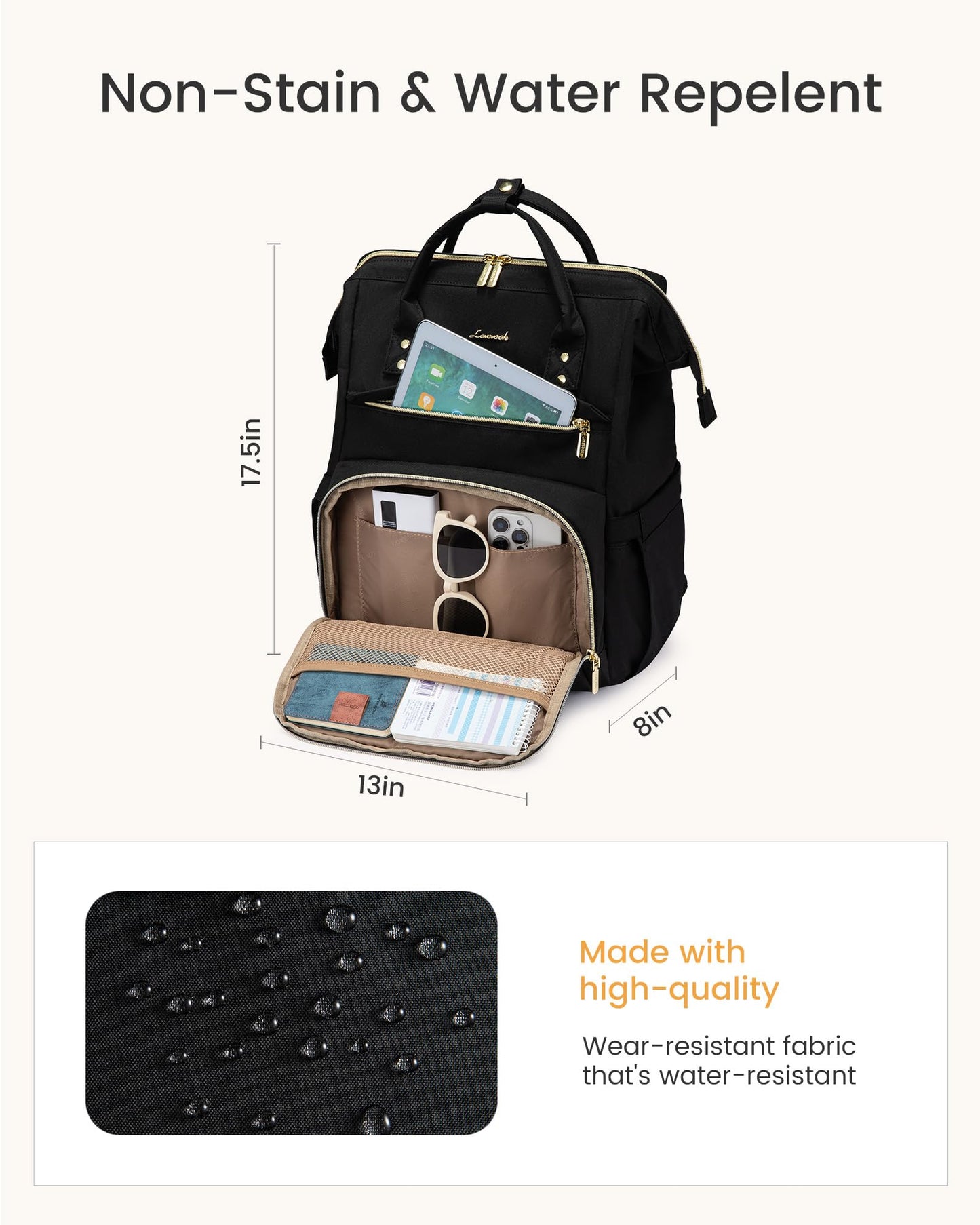 LOVEVOOK Laptop Backpack for Women with Giant Tumbler Holder Pocket,18 inch Waterproof Travel Backpack Purse Computer Laptop Bag,Professional Work College Nurse Teacher Backpack Daypack,Olive Green