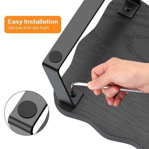 ZORVIDSON Monitor Stand Riser, Wooden Computer Stand for Desk, Wood and Steel Multi-Purpose Desktop Storage Laptop Riser Desk Shelf for Computer, Laptop, PC, Printer, 21.65 x 9.45 x 3.94 Inch Length (Black/1 Pack)