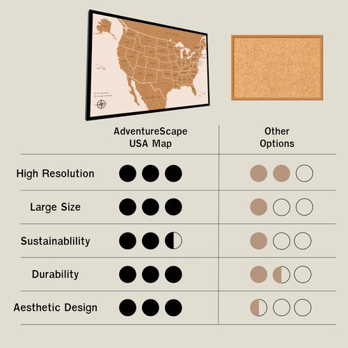 Push Pin USA Travel Map – Large 30" x 20" United States Pin Board with Premium Push Pins – Cork Display for Tracking U.S. Adventures – Unique Gift for Travelers, Couples, and Families