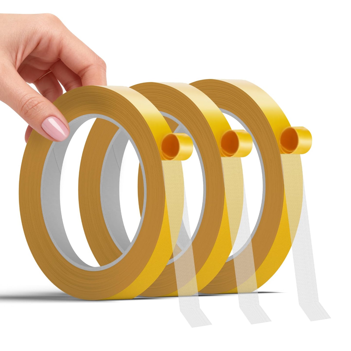 Double Sided Fabric Tape - Hem Tape No Sew No Iron for Clothes - Heavy Duty Hemming Tape for Curtains, Carpets, Pants, Crafts & DIY - Strong Hold Removable & Residue Free 1/2 inch x 33 ft x 3 ROLLS