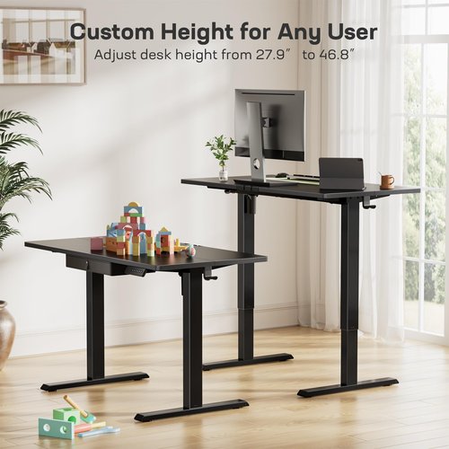 Marsail Electric Standing Desk with Drawer, 48 x 24 Electric Stand Up Desk, Ergonomic Adjustable Desk with Storage, Headphone/Bag Hooks, Computer Desk for Home & Office with Cable Management,Black
