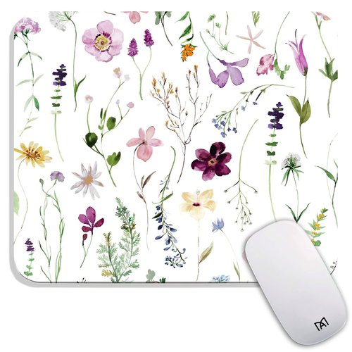 Armanza Square Mouse Pad Beautiful Flowers Plants, Personalized Premium-Textured Custom Mouse Mat Design, Washable Mousepad Cloth, Non-Slip Rubber Base Computer Mouse Pads for Wireless Mouse