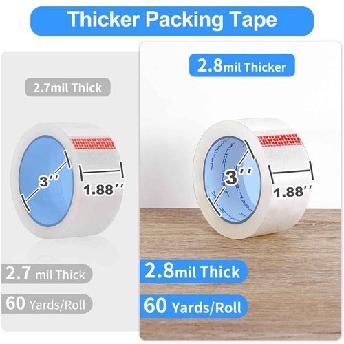 JARLINK Clear Packing Tape (18 Rolls), Heavy Duty Packaging Tape for Shipping Packaging Moving Sealing, Stronger & Thicker 2.8mil, 1.88 inches Wide, 60 Yards Per Roll, 1080 Total Yards