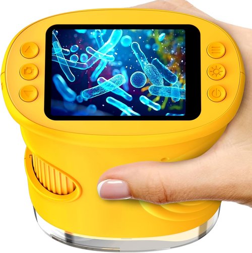 1000X Digital Handheld Microscope - Portable STEM Science Lab Toy with 2.0" IPS Screen | Rechargeable Educational Gift for Kids Ages 4-12 - Orange