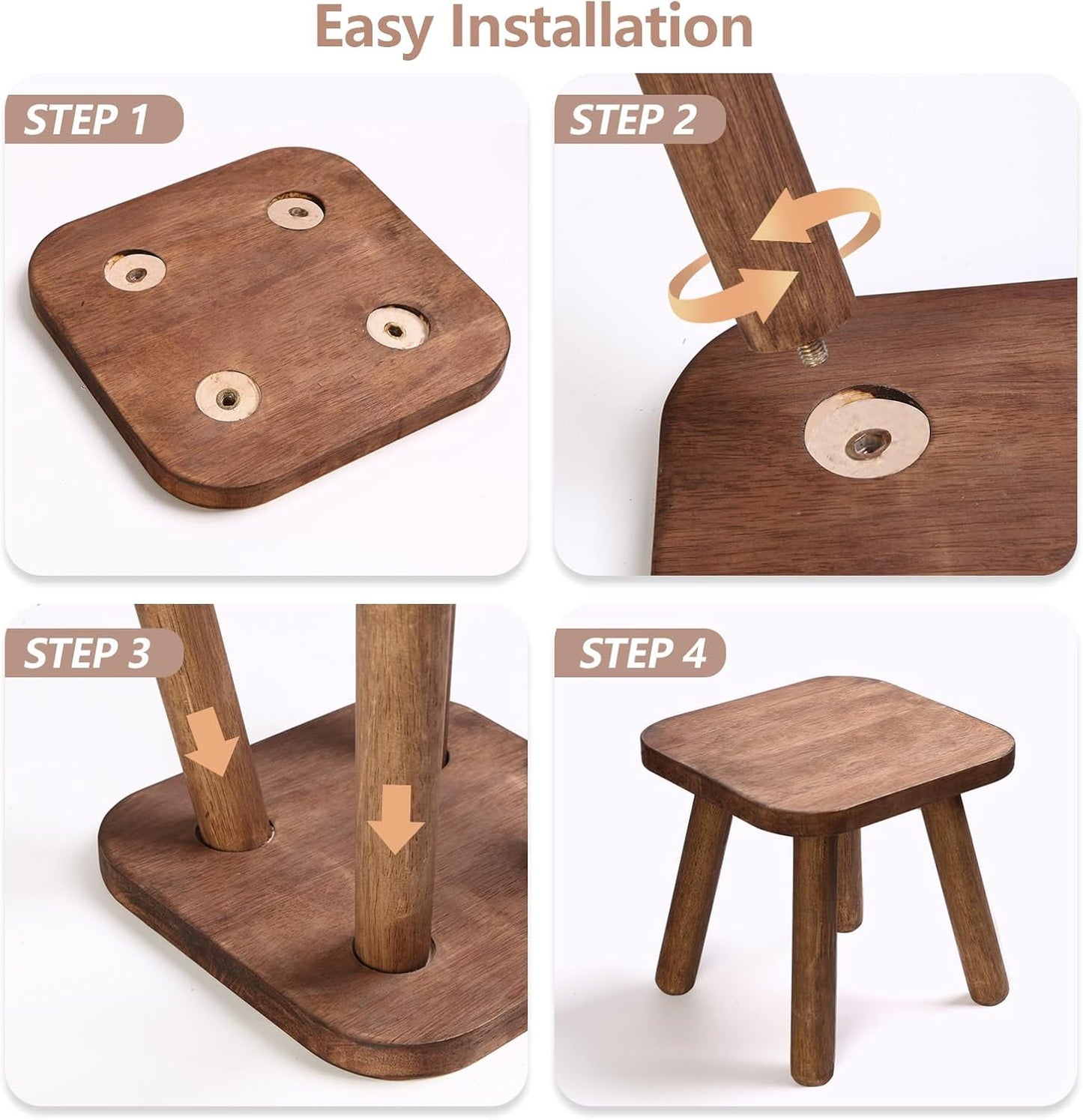 Skiennix Wooden Step Stool - Versatile Adult & Toddler Stool with Detachable Legs | Classic 9.3 Inch